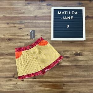NWT Matilda Jane Enchanted Garden Woodrose Shorts 8 Red Yellow Orange Ruffle